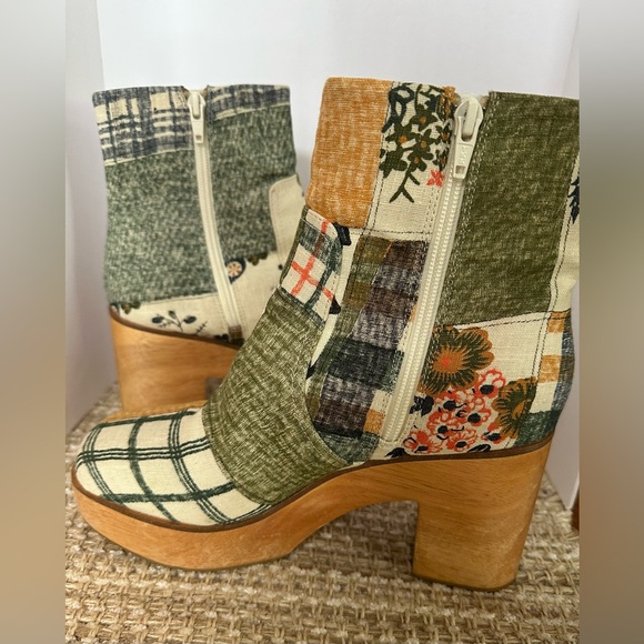 CHARLOTTE STONE 9 Paz Clog Boot in Ida Patchwork Platform Wood Chunky Heel - Picture 7 of 14